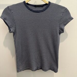 Brandy Melville navy blue/white stripes tee